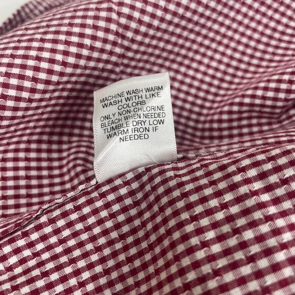 ROWM Red Dot Gingham Check LS Button Down Shirt Office Western Career XLT - Picture 10 of 11